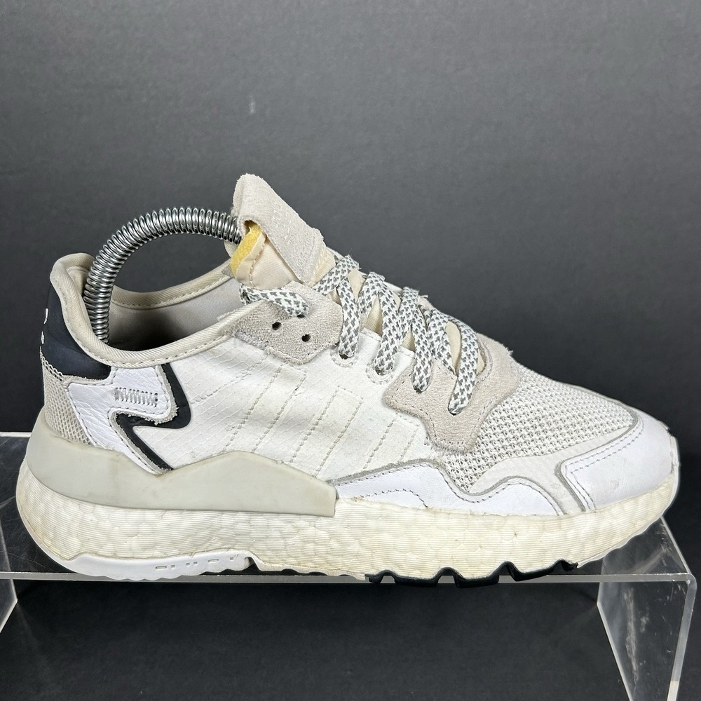 Adidas Womens Size 5 NITE Jogger Crystal White Running Boost Shoes Sneakers